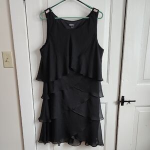 SLNY Black Tiered Mini Dress